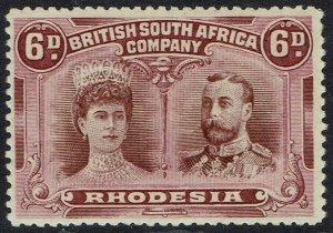 RHODESIA 1910 KGV DOUBLE HEAD 6D PERF 14