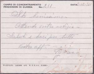 ALGERIA 1945 British POW card from Italian Prisoner to Italy...............53665 