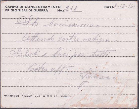 ALGERIA 1945 British POW card from Italian Prisoner to Italy...............53665 