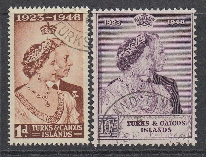 Turks Islands, Scott 92-93 (SG 208-209), used