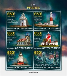 C A R - 2023 - Lighthouses - Perf 6v Sheet  - Mint Never Hinged