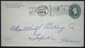 Cover - Ullman Lewis & Co. Galveston Texas to Topeka Ks 1898 - Flag Cancel  S253