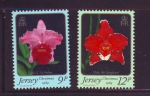 Jersey Sc 346-7 1984 Christmas, Flowers, stamp set  mint NH