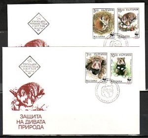 Bulgaria, Scott cat. 3831-3834. Hamsters, W.W.F issue on 2 First day covers.