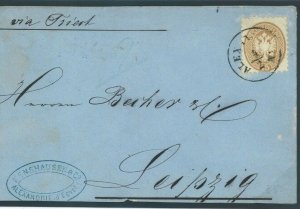 Austria LEVANT Cover LOMBARDY-VENETIA 15s Issue used EGYPT ALEXANDRIA c1865 F433