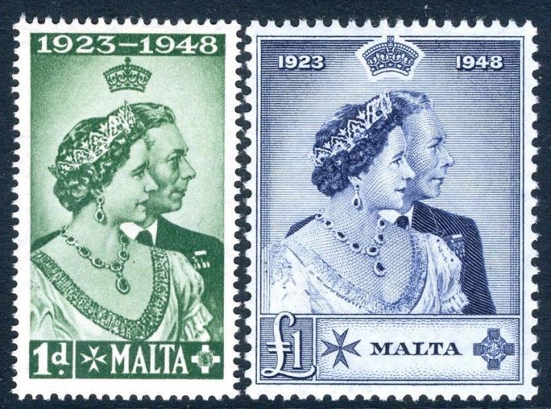 MALTA-1948  Royal Silver Wedding Set Sg 249-250 LIGHTLY MOUNTED MINT V18804