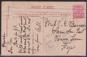 NEW SOUTH WALES 1909  postcard to Fiji with Suva arrival cds...............53783