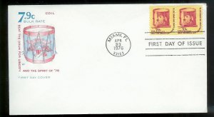 UNITED STATES FDC 7.9¢ Drum of Liberty Coil Pair Farnam