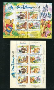 Canada 1621b, 1621c Winnie the Pooh Complete Stamp Booklet and Sheet MNH 1996