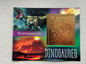 Fauna, Dinosaurs 2023 year 5 blocks Foil. Bronza.  perforated  NEW
