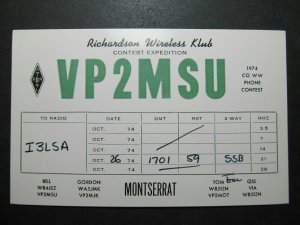 5700 Richardson Wireless Klub Expedition Montserrat Amateur QSL Card Radio-