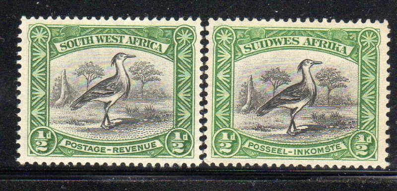 SOUTH WEST AFRICA #108a-b  1931-7  1/2p  KORI BUSTARD    F-VF USED  