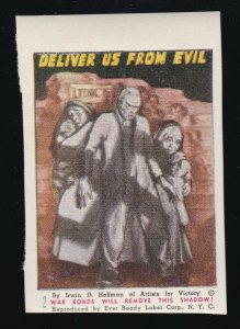 US Vintage WWII Patriotic Poster Stamp Deliver Us From Evil M OG NH