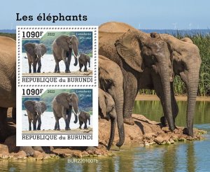 BURUNDI - 2022 - Elephants - Perf 2v Souv Sheet - Mint Never Hinged