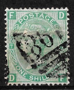 QV 1867-80 1/- 1s GREEN, SG 117, Plate 7, V Good Used, WMK Spray, Cat £90