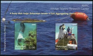 Aitutaki 572-577,578 ab sheet,MNH. Aitutaki Marine Research Center,2011.