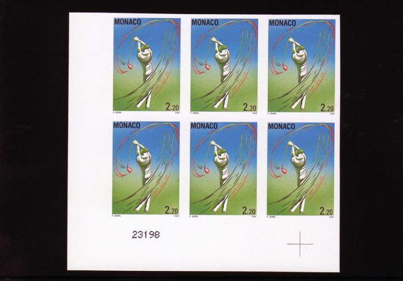 MONACO 1993 Scott# 1854 Golf Tournament Block of 6 Imperf MNH VF