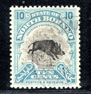 NORTH BORNEO Stamp 10c Used {samwells-covers} LBLUE121