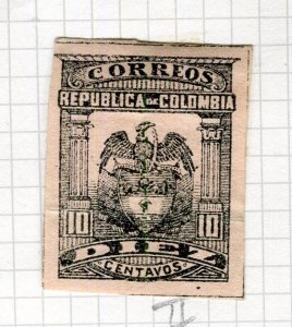 COLOMBIA; 1902 early Coat of Arms issue IMPERF Mint hinged Shade of 10c. value