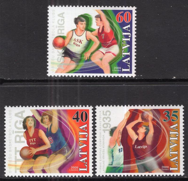 Latvia 735-737 Basketball MNH VF