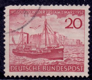 Germany, 1952, Freighter off Helgoland, 20pf, sc#690, used