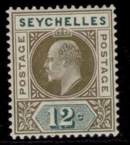 SEYCHELLES EDVII SG49, 12c olive-sepia & dull green, M MINT.