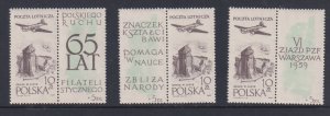 Poland  #C52a  MNH  1959 10z with labels x3