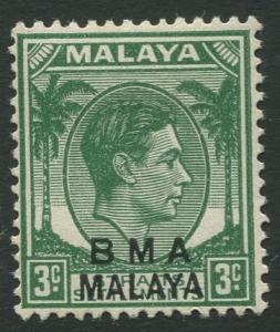 Straits Settlements - Scott 258 - KGVI Overprint - 1945 - MH - 3c Stamp