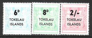 Tokelau Islands, Scott #6-8; Surcharged Postal-Fiscal Issues, MNH