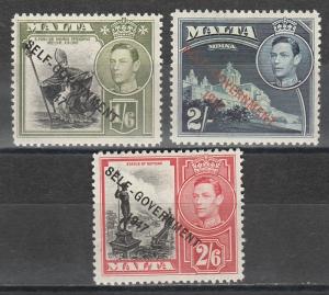 MALTA 1948 KGVI SELF GOVERNMENT 1/6 2/- AND 2/6