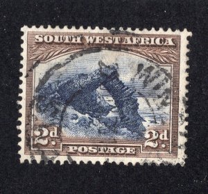 South West Africa, 2p dark brown & dark blue Bogenfels, Scott 111a used