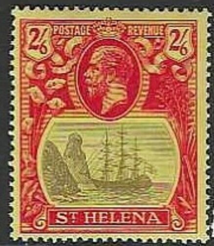 ST.HELENA SG109a 1927 2/6 GREY AND RED/YELLOW BROKEN MAINMAST MOUINTED MINT