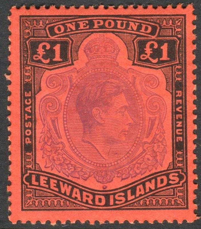 LEEWARD ISLANDS-1952 £1 Violet & Black/Scarlet Perf 13 LMM Sg 114c