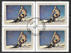 EQUATORIAL GUINEA 1976 50e INSSBRUCK Winter Olympics Block of 4 CTO USED