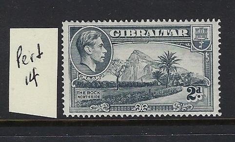 GIBRALTAR SCOTT #110A 1938-49 GEORGE VI- 2D (GRAY)-  PERF 14 - MINT NEVER HINGED