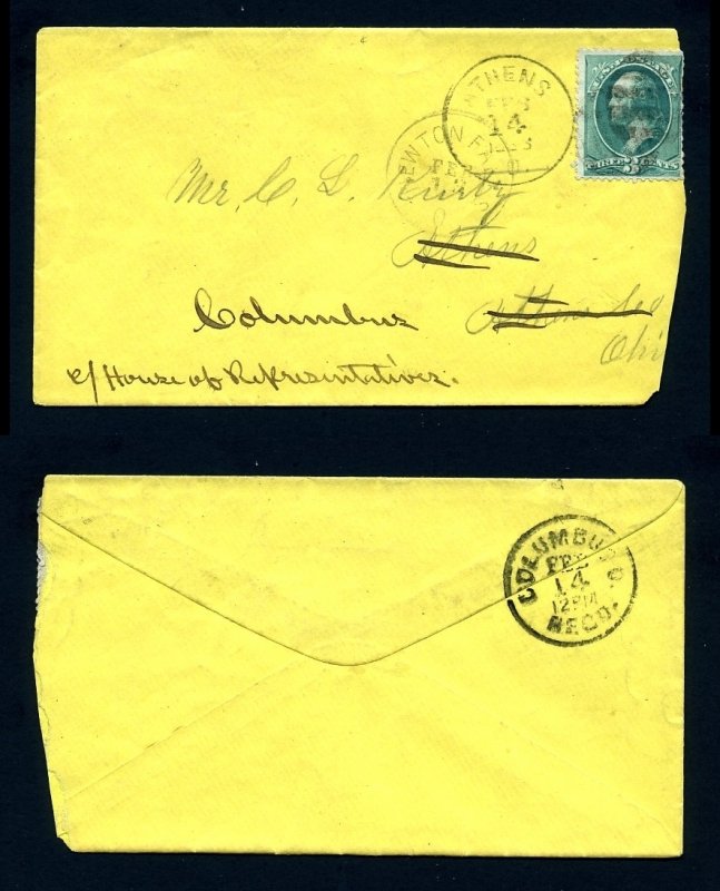 # 207 Newton Falls, OH to Athens, OH, forwarded to Columbus, OH - 2-13-1883