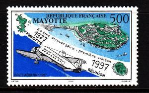 Mayotte MNH Scott #C2 5fr 20th anniversary First Mayotte-Reunion Flight