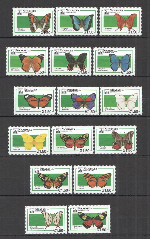 A1199 1994 Nicaragua Fauna Butterflies Central America Set Mnh