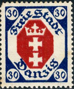 DANZIG - 1921 - Mi.78 30pf violet-ultramarine & carmine - Mint* (b)