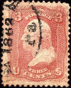 U.S. #64b Used Rose 1862 Postmark