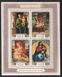 1986 Niue Sc #534 s/s - Christmas - Vatican Museum Paintings MNH Cv$11