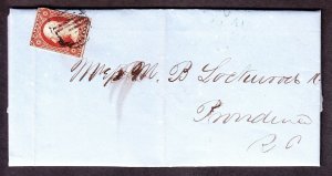 US 10 or 10a 1851 Issue 3c Washington Orange Brown on Cover (-010)