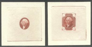 U.S. #69-E1b, E3a Essays - 12c Washington in Dark Carmine