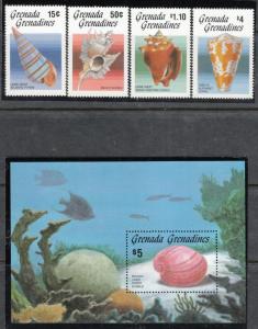 Grenada Grenadines 1986 Sc 767-71 Shells MNH 