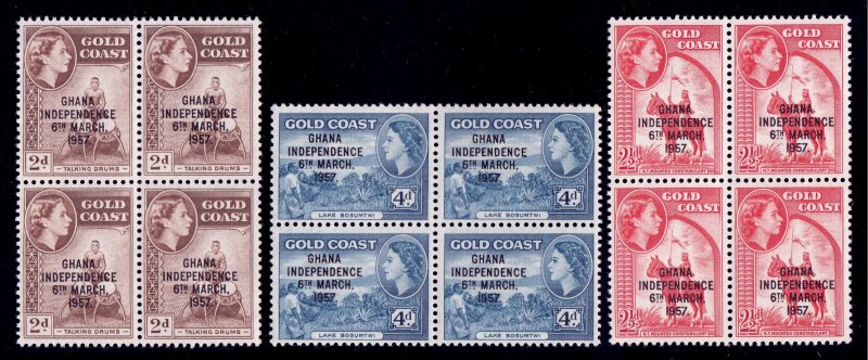 Ghana - Scott #25-27 - Blocks/4 - MNH - SCV $44