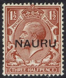 NAURU 1916 KGV 1½D OVERPRINTED IN CENTRE