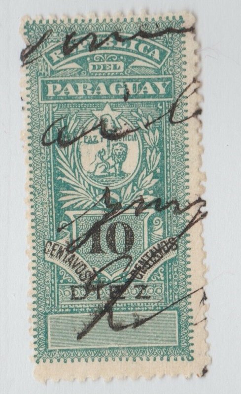 Paraguay revenue fiscal stamp 4-14- Better item
