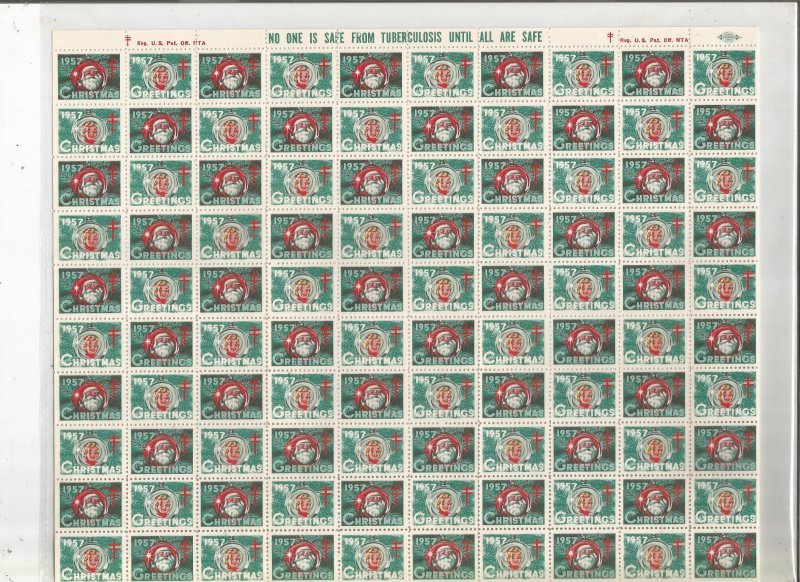 1957 CHRISTMAS SEALS, FULL SHEET