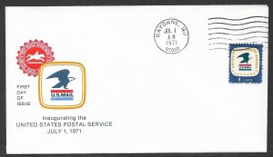 USA 1971 8c USPS Inauguration Issue Sc 1396 BAYONNE NEW JERSEY FDC