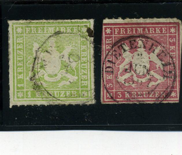 Wurttemberg 1866-68 - Scott # 41-42 - Used